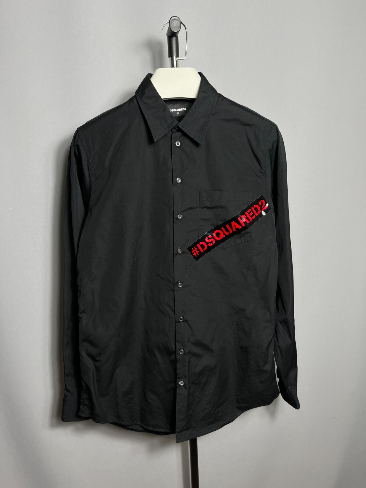 Dsquared2 Tape Pocket Shirt Black s74dm0231 Long Sleeve Sz
