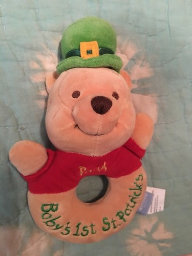 Disney Baby Winnie the Pooh Baby’s 1st St. Patrick’s Plush Ring Rattle