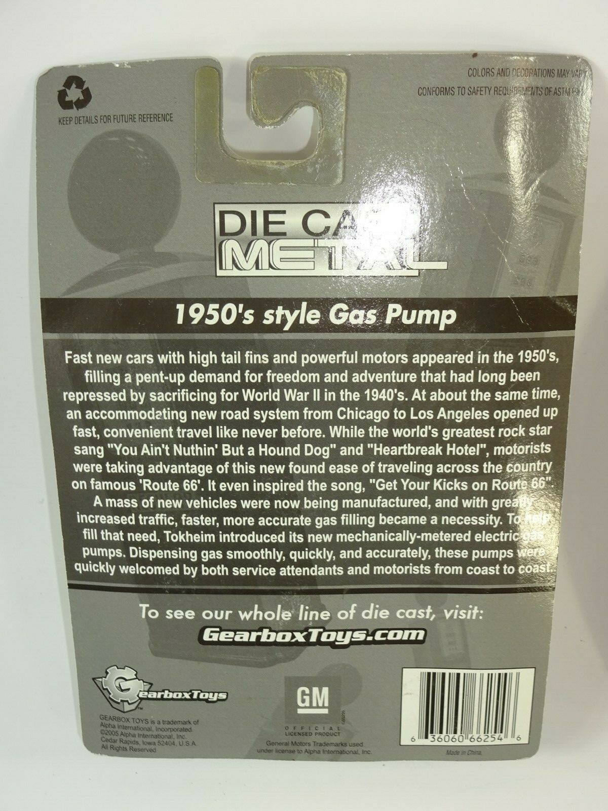 Lot of 2 Gearbox Toys Diecast Chevrolet Chevy Corvette 1950's Style Gas Pump