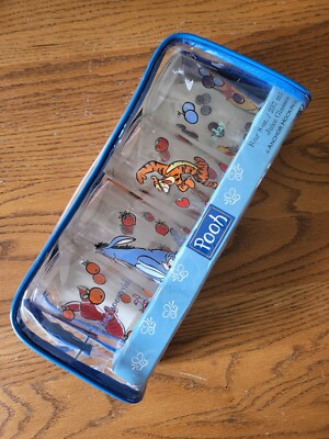 Vintage Disney Winnie The Pooh Anchor Hocking Four Glass Set NIB