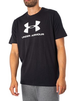 

Мужская футболка с логотипом в спортивном стиле Under Armour, черная, Черный, 1329590-001