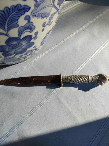 ウェルトナイフ　Solingen ドイツ　靴工具　アンティーク Solingen Germany Knife Stag Handle Blade & Sheath (Edge