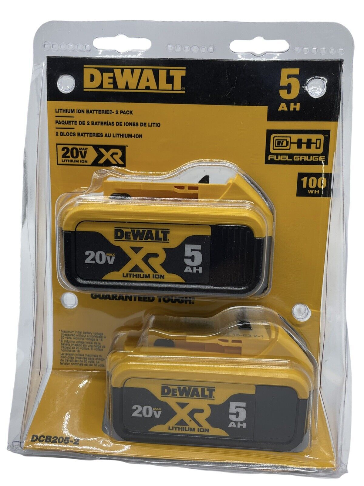 2X DEWALT DCB205 20V MAX XR 5AH LI-ION BATTERY PACKS NEW SEA