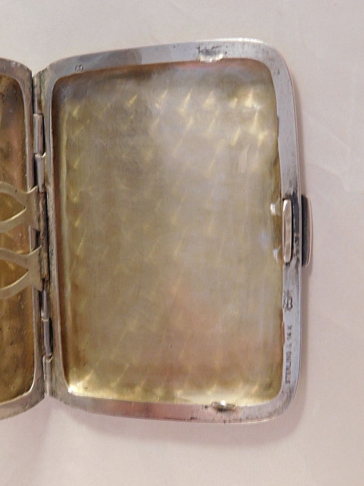 ANTIQUE SCHMITZ, MOORE & CO STERLING SILVER & 14K GOLD CIGARETTE CASE