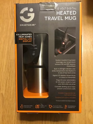 Smartgear Travel Mug Auto 12V Digital Heated Travel Mug Hot Stainless Coffee Cup