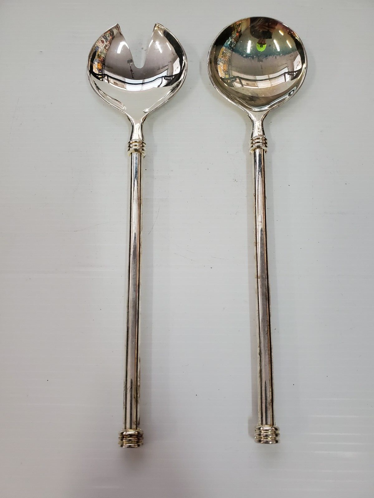 EP ZINC ITALY Vintage SERVING SPOON & FORK Twist Silver