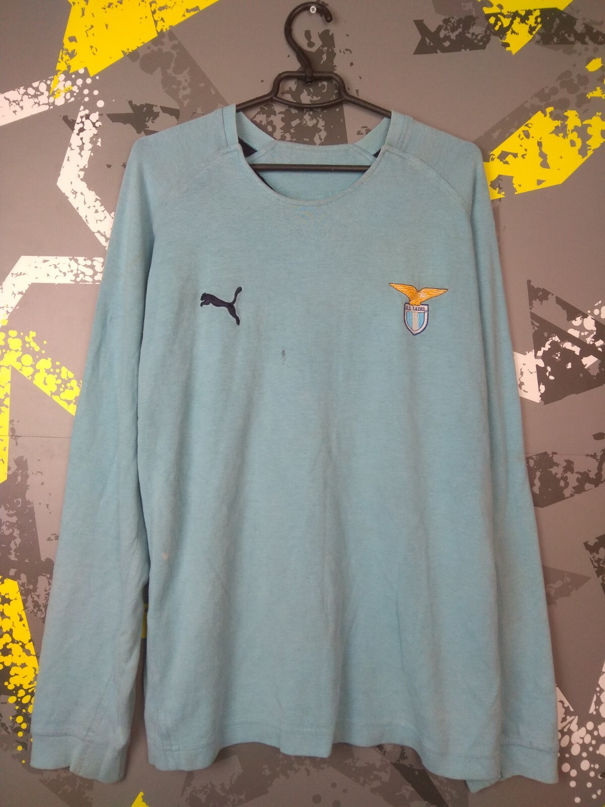 激レアPUMA SS Lazio シャツ Mサイズ ライトブルー Lazio Vintage Sweatshirt Blue Puma Polyester Mens Size 2XL