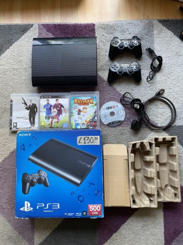 Sony PlayStation 3 Super-Slim 500gb Console Boxed With Controller and 4 Games