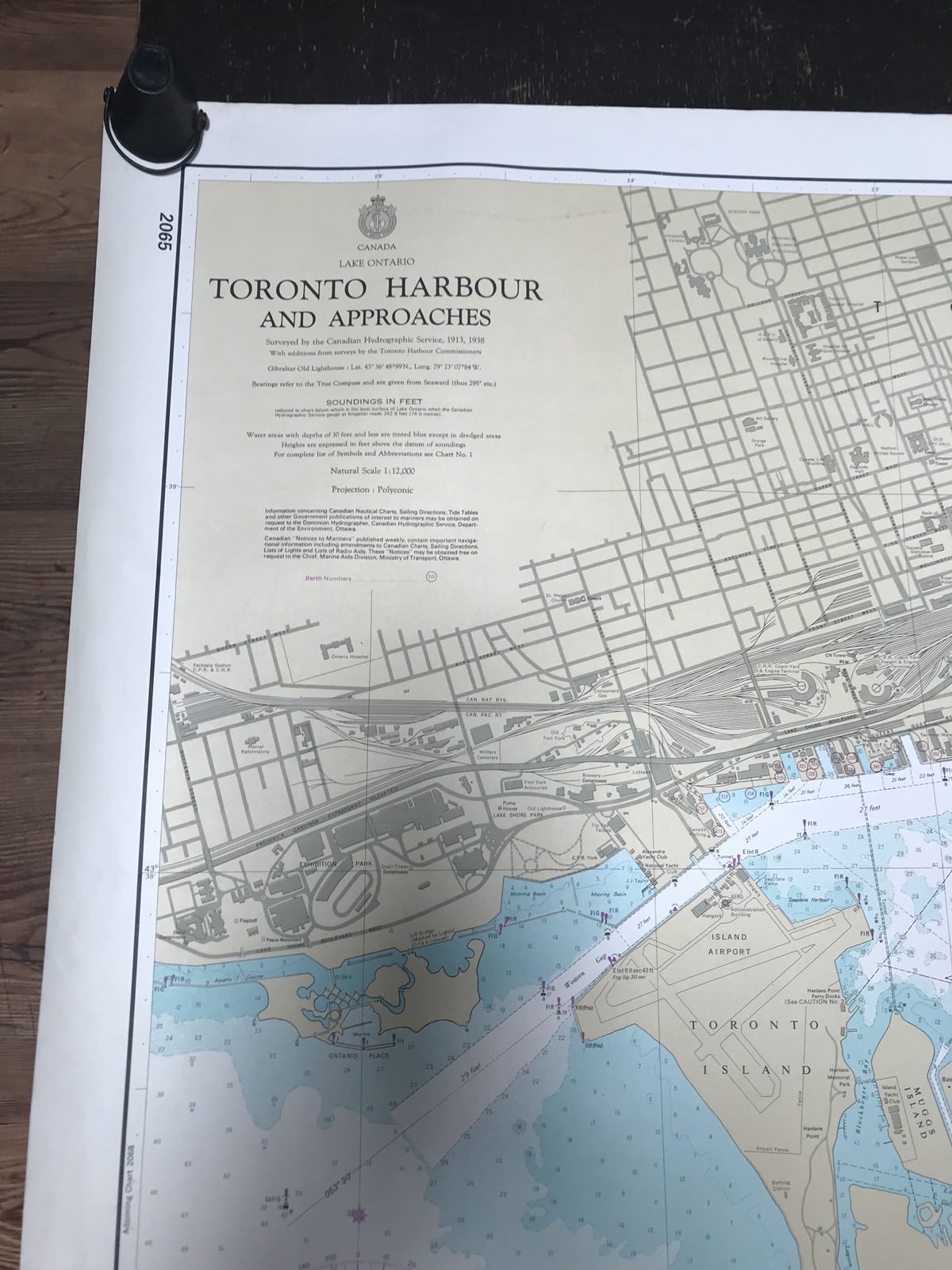 1974 /1976 LAKE ONTARIO - TORONTO HARBOUR & APPROACHES NAUTICAL MAP !!!