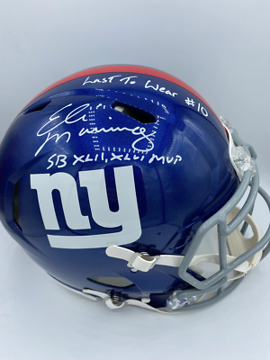 Eli Manning Autographed New York Giants Speed Authentic Helmet with Multi Inscri