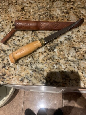 J MARTTIINI Rapala Fish Filet Knife 8 In. Blade & Leather Sheath Made in Finland