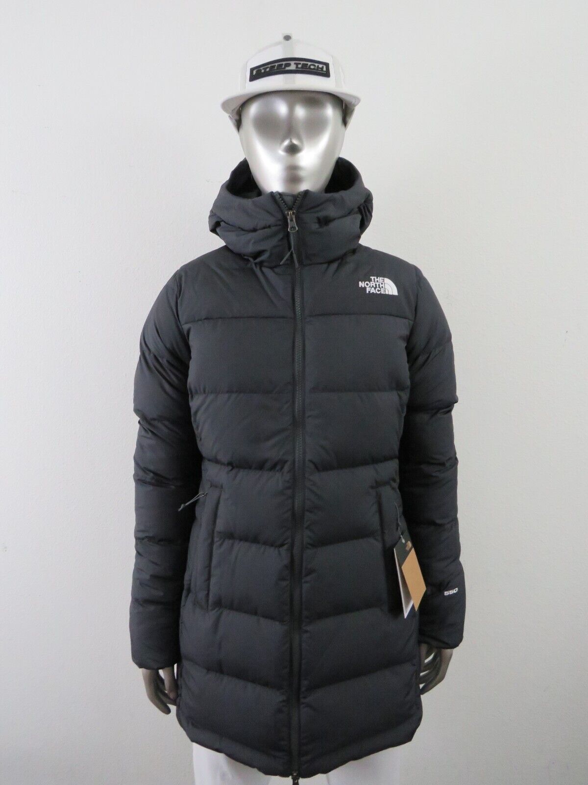 Pre-owned The North Face Womens  Gotham Mid Parka 550-down Winter Jacket Hooded - Asphalt In Gray