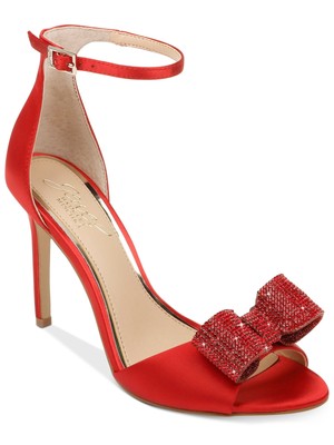

JEWEL BADGLEY MISCHKA Женские красные кожаные сандалии на шпильке с круглым носком Urania, размер 9 м, Красный, JW3207