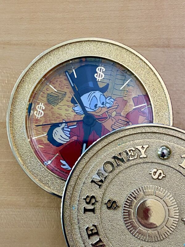 Walt Disney Scrooge McDuck Time is Money Vault Coin Clock