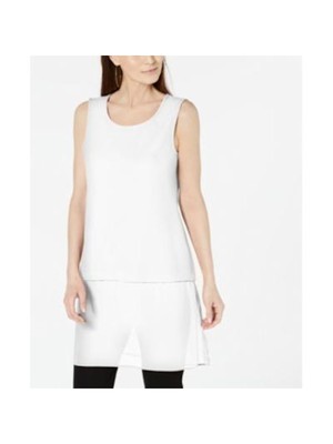 ALFANI Женский белый топ без рукавов с круглым вырезом Размер: M