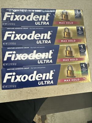 Fixodent Ultra Max Hold Secure Denture Adhesive, 2.2 oz 4 PK