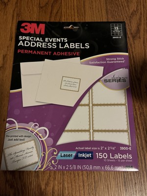3M Special Events Address Labels, 2'' x 2-5/8'', 3900-E, 10 Sheets x15, 150 labels