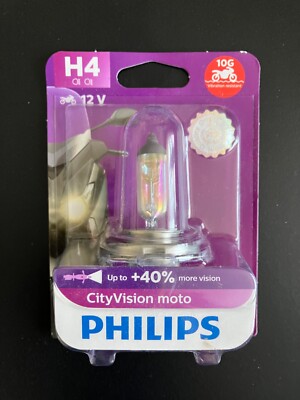 PHILIPS H4 CityVision Moto, Vibration Resistant,Beam performance +40%,12V 60/55W
