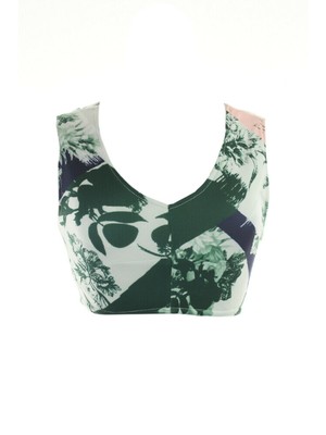 

KIIND OF Женский зеленый укороченный топ без рукавов с V-образным вырезом и боковой молнией на спине