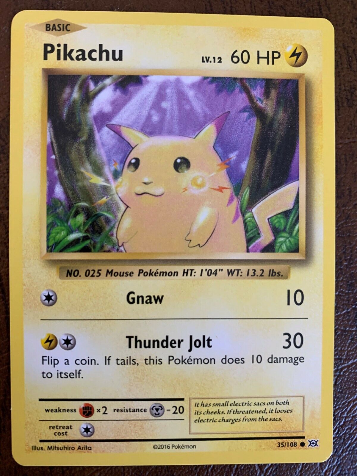 Pikachu Basic Pokemon card 35/108 LV 12 60HP - Excellent Pikachu Basic Pokemon card 35/108 LV 12 60HP - Excellent