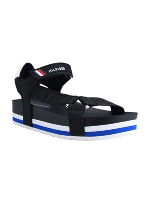 

TOMMY HILFIGER Женские черные стельки на платформе 1 дюйм сандалии Beckia с ремешком на пятке, 9,5 м, Черный, TWBECKIA