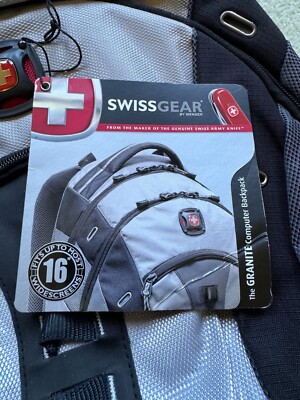 Swiss Gear Wenger Granite 16'' Laptop Backpack w/Tablet Pocket - Gray/Black - NWT