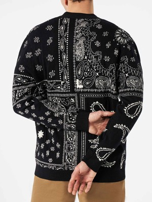 Pre-owned Mc2 Saint Barth Bandanna Knitted Cardigan With Saint Barth Embroidery In Black