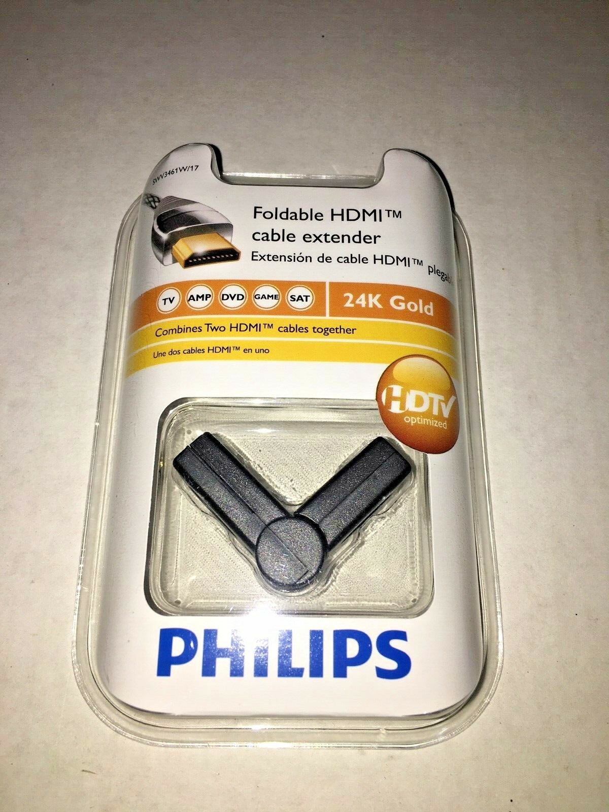 Philips Foldable HDMI Cable Extender Foldable 24K Gold SWV3461W/17