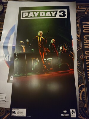 Payday 3  GameStop Promo Posters Banner 2023 Rare NFS Collectors 4 Ft X 2 Ft