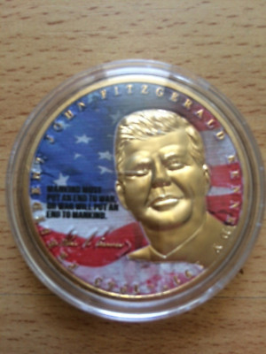 JFK Gold Coin Star & Stripes Americana President John F Kennedy Signed Dallas US