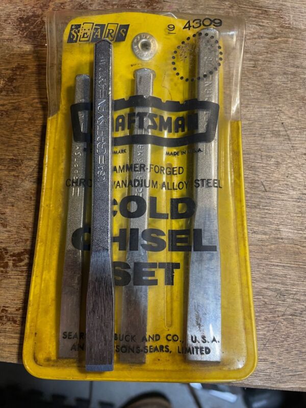 Vintage Craftsman 4 Piece Cold Chisel Set In Pouch # 9-4309 Usa Made