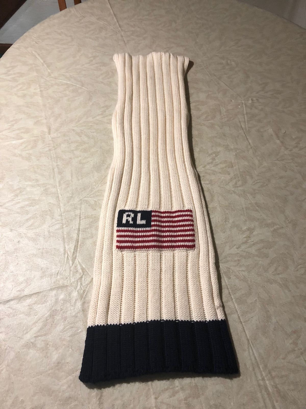 Polo Ralph Lauren American Flag White Scarf Ivory Red Navy Blue 62