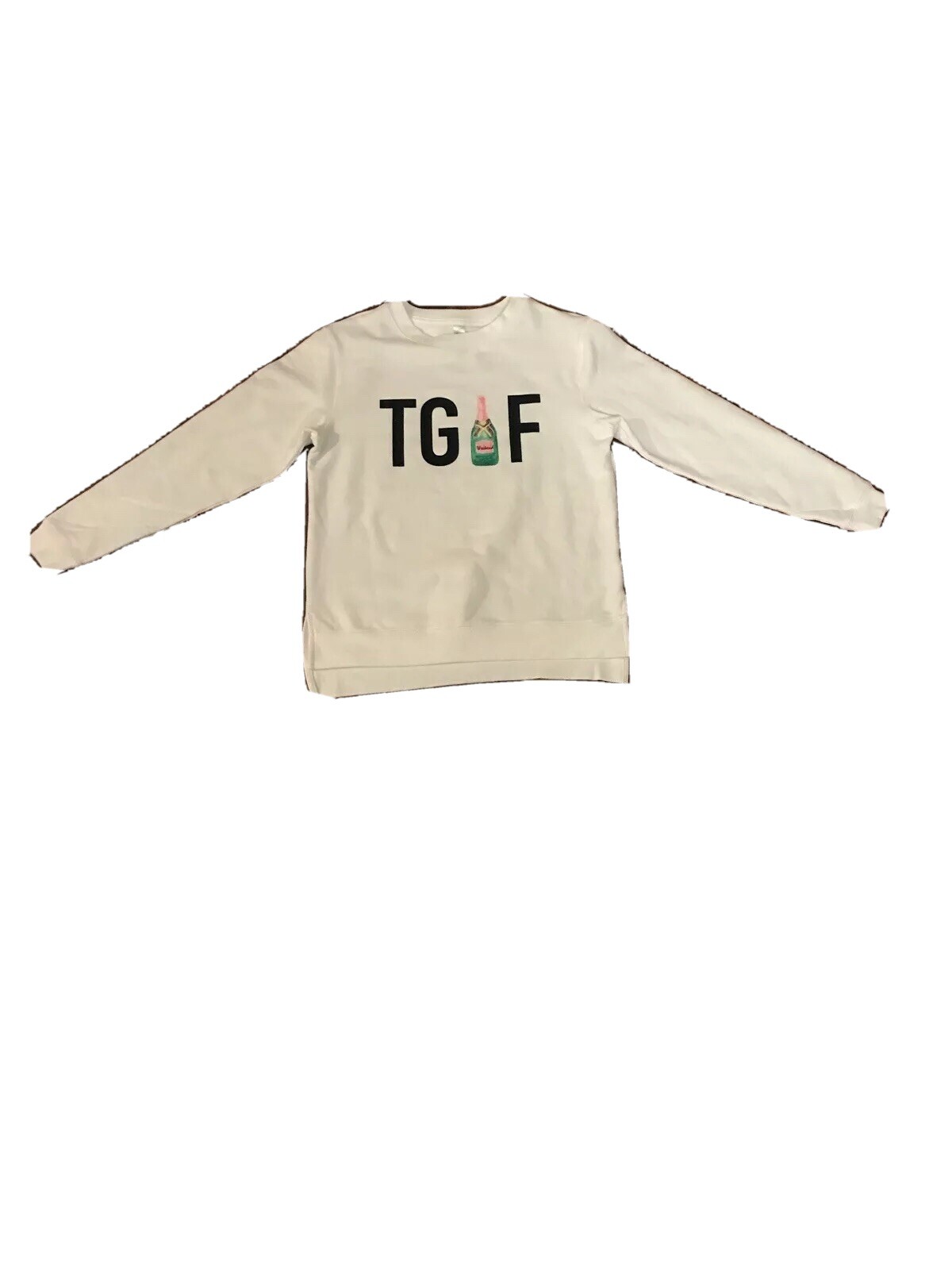 TGIF Green Tea Adult Small SweatShirt White Sz Small Thank God