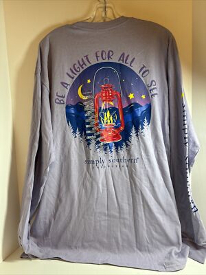 Simply Southern T-Shirt Long Sleeve Lilac Purple Be a Light for All to See Sz XL