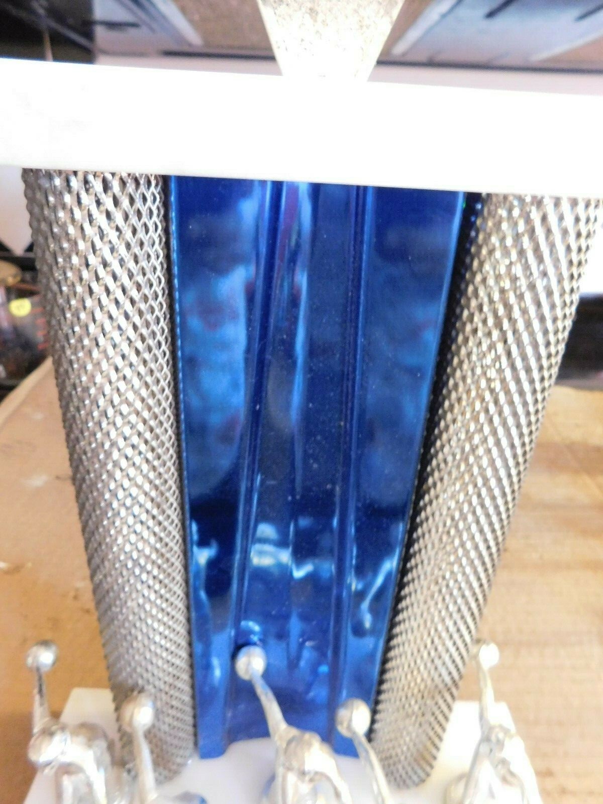 VINTAGE LARGE BOWLING TROPHY W/MULTI METAL TOPPERS