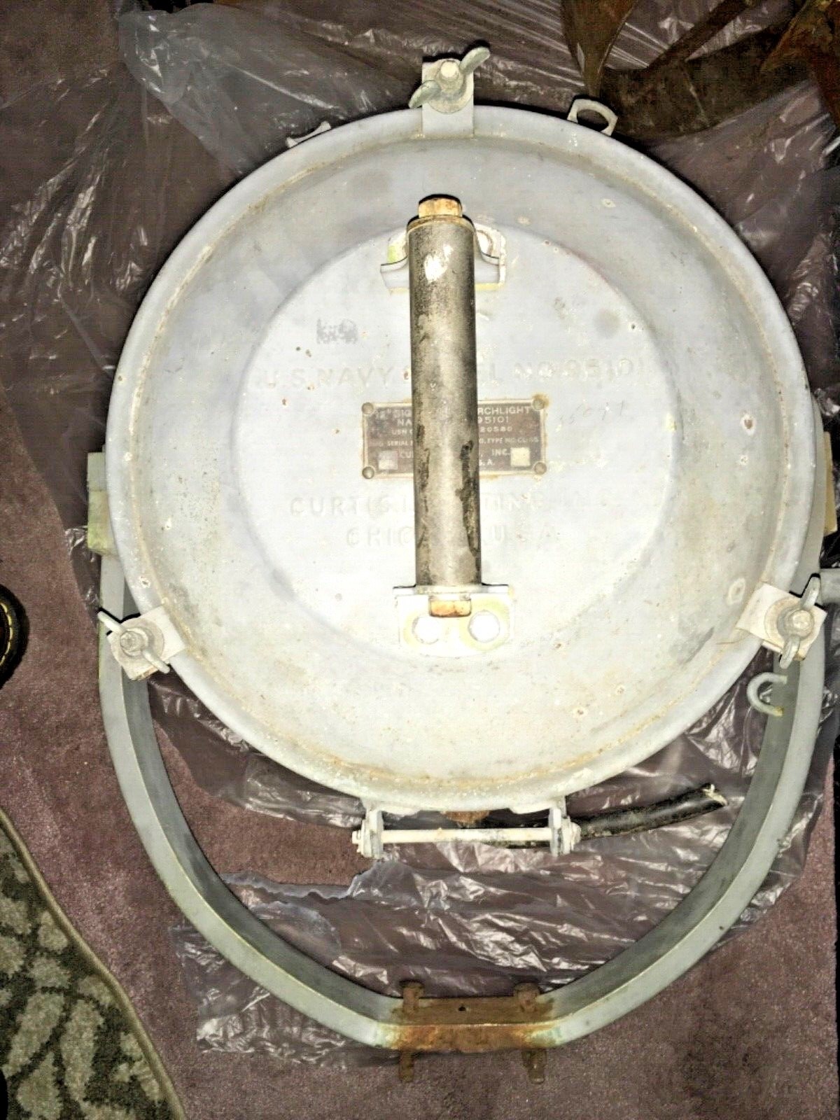 U.S.NAVY NAUTICAL ANTIQUE SIGNAL LIGHT - MADE BY CURTIS  - BULB STILL INSIDE