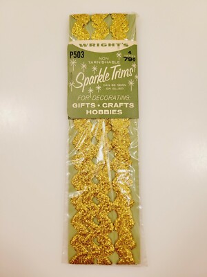 Vintage WRIGHT'S ~ ''SPARKLE TRIMS'' P503 - 4 Yards of Sparkle Gold Trim 