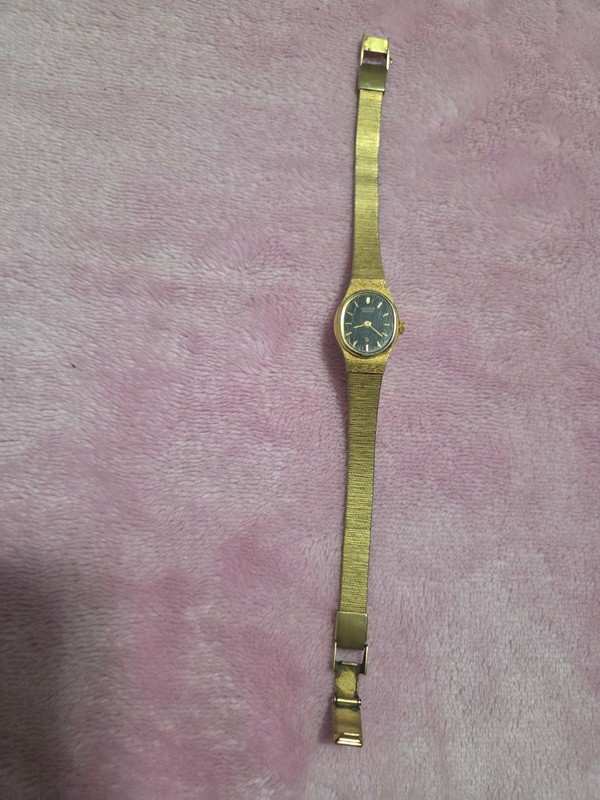 Vintage Citizen Quartz Women's Watch with Gold Tone Textured Band