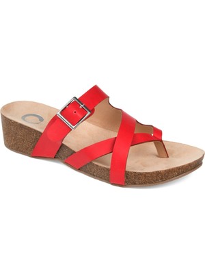 

JOURNEE COLLECTION Женские красные сандалии без шнуровки на танкетке Madrid Toe Crossover, Красный, MADRID-SANDAL