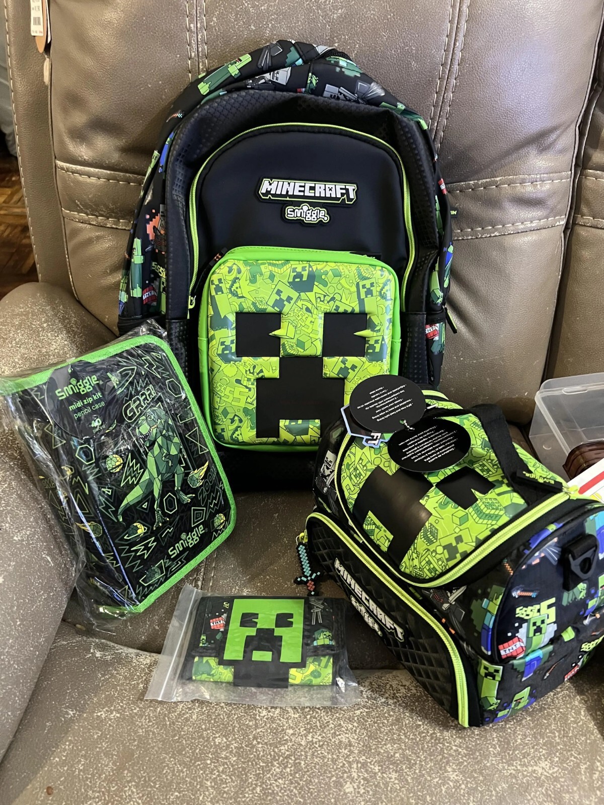 Smiggle Minecraft Creeper Kids School Backpack Students Gift