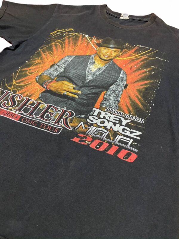Usher OMG Tour 2010 Vintage Graphic Concert Band T-Shirt | 20"W 26"L