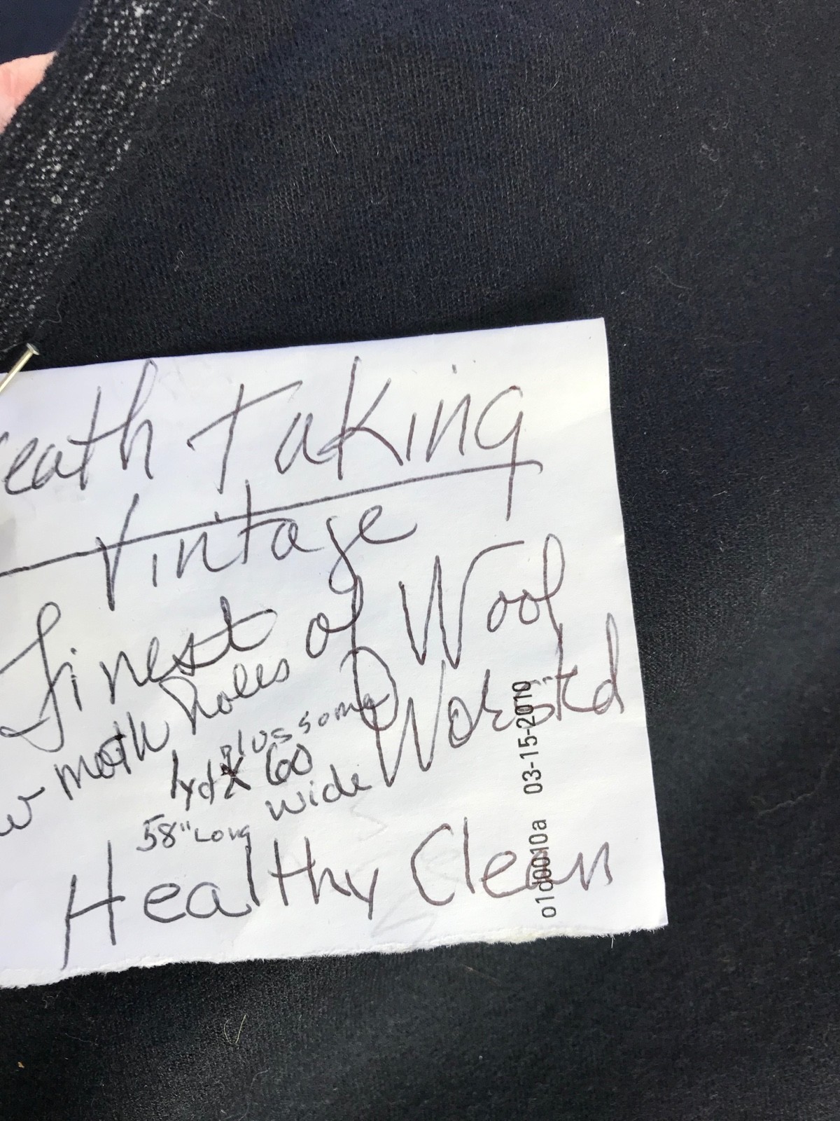 deep navy finest wool worsted fabric yardage quality fresh VINT. 1 yds+ x 60