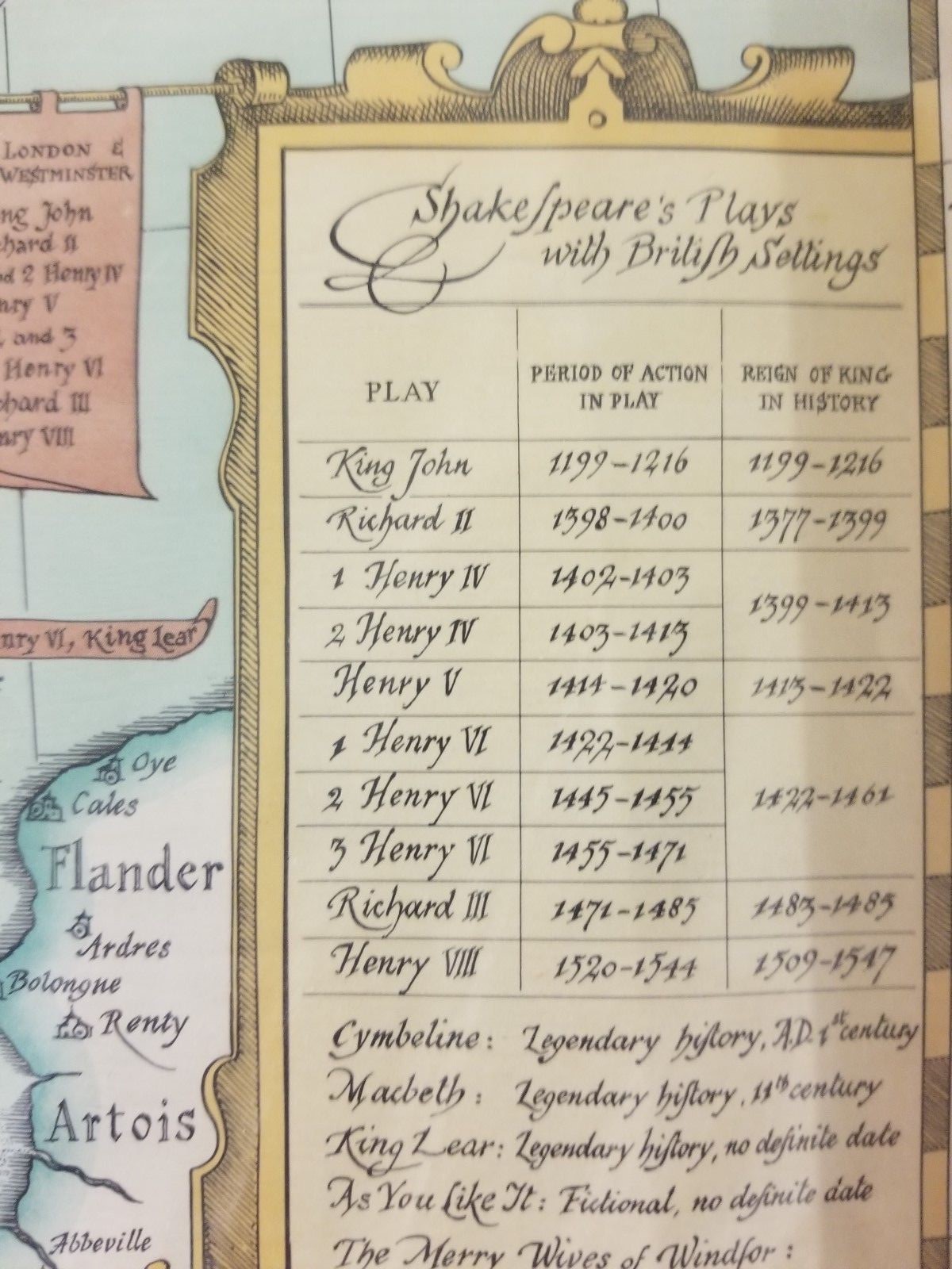 Shakespeare's Britain National Geographic map 1964 VG 181213