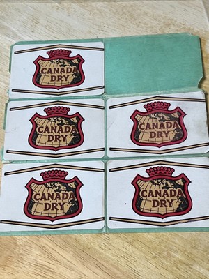 NOS OEM Rare Red Canada Dry Ginger Ale Sheet of 5 Unused Stickers Fast Shipping!