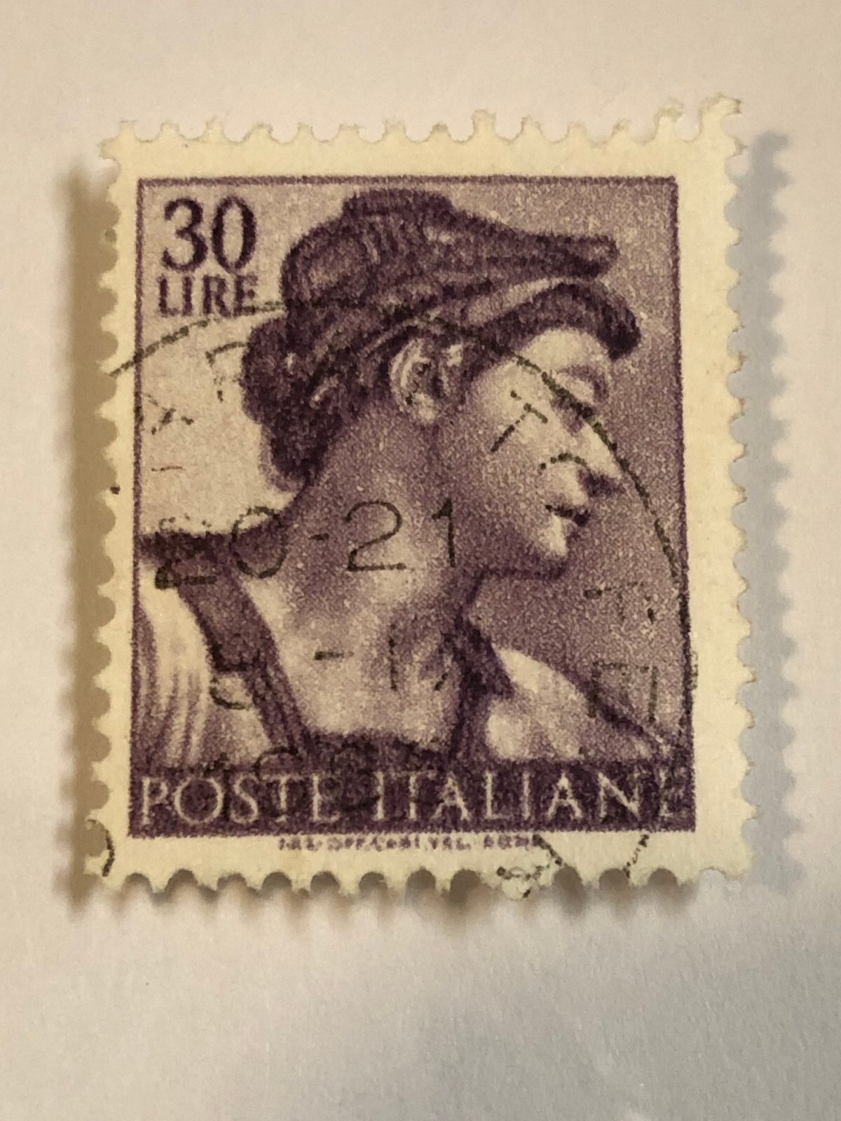 イタリア30LIREポステイタリアン　ミケランジェロ　パープル使用済切手 Italy 1961 Stamp 30 Lire Poste Italiane Michelangelo | eBay