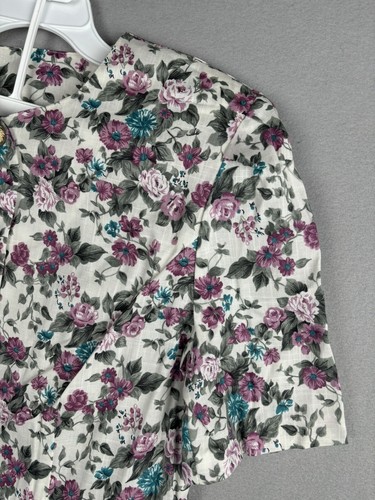 Vintage Stuart Alan Womens Suit 16 Pink 2pc Floral Cottage Skirt Jacket USA 2891