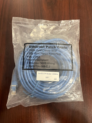 35ft Ethernet Patch Internet CAT.5E  STP Booted 350MHz Blue
