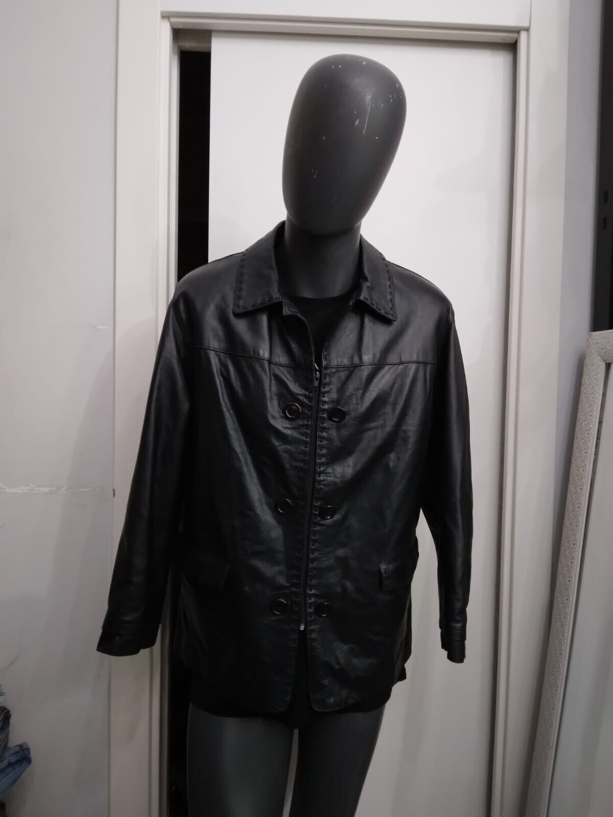 The Leopard Leather Jacket Used Women Black Size 46 XYC1052L The Leopard Leather Jacket Used Women Black Size 46 XYC1052L