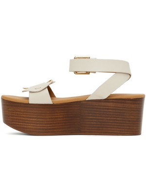 Женские босоножки SEE BY CHLOE цвета слоновой кости с круглым носком на платформе и кожаном каблуке 37