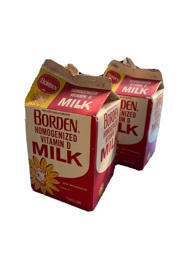 Vintage Elsie The Cow Borden Milk Gallon Waxed Paper Carton